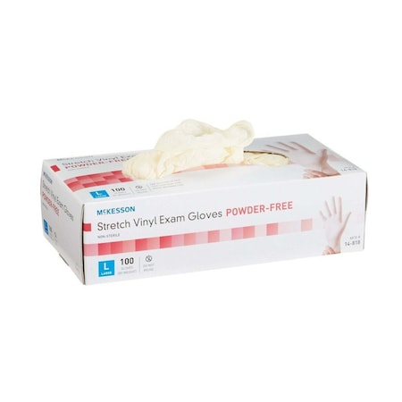 Mckesson Disposable Gloves, Stretch Vinyl, L, 1000 PK, Ivory 14-818